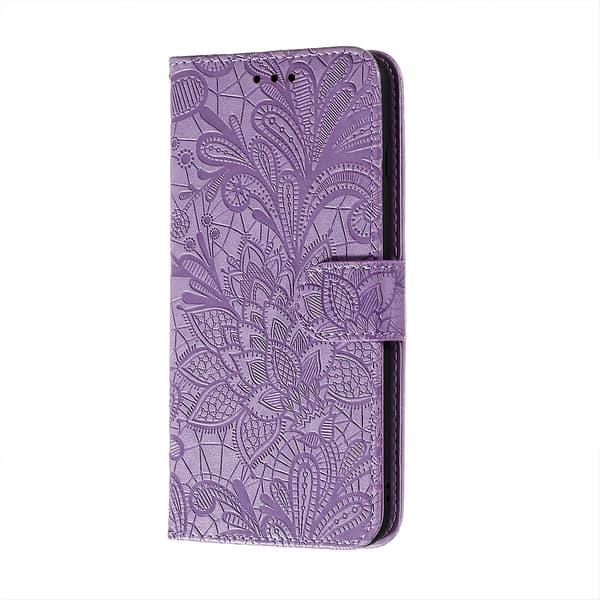 Blomstermønstret preget etui til Nokia 8.3 5G [DB] Lilla Purple