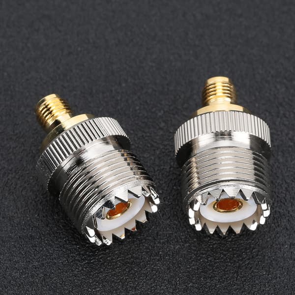 2 stk. SMA hun til UHF hun adapterstik messing 50 Ohm stik til antenner