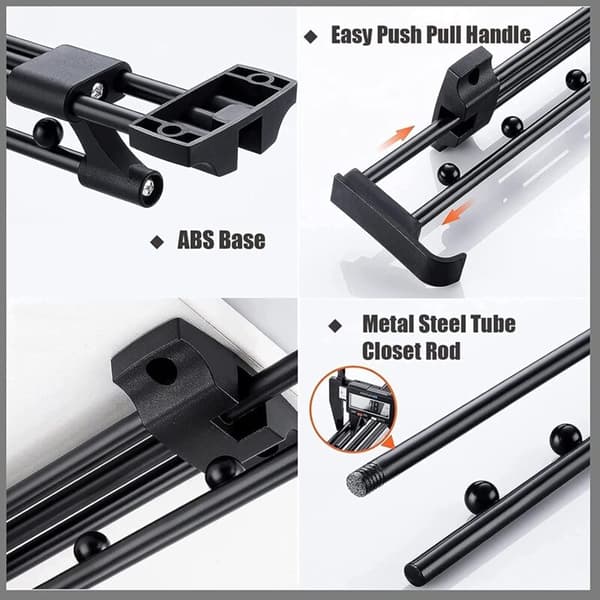 Heavy Duty Pull-Out Wardrobe Rod - Clothes Hanger Rod, Top Mounted to Save Wardrobe Space (Size: 40)