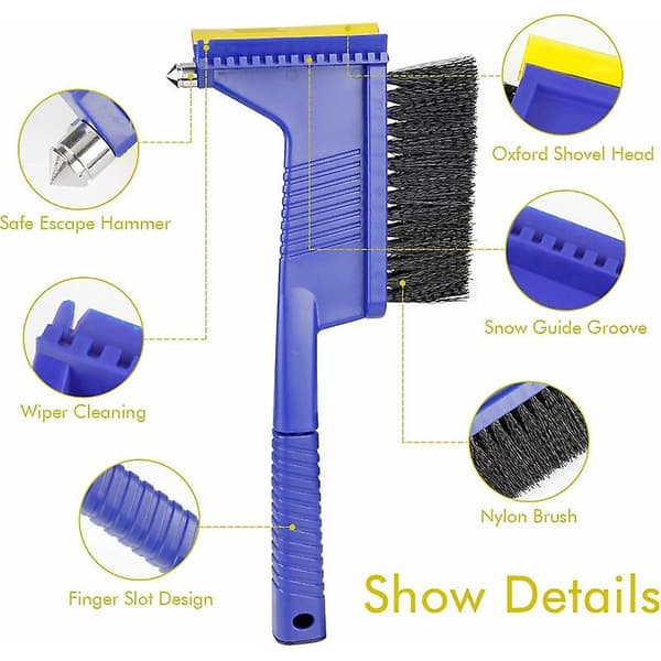 Ice Scraper, Ice Scraper Snow Brush Wiper Non-slip Comfortable Grip Snow Brush Toothbrush Ice Breaker Ice Scraper Windshield Scraper Winter Tool