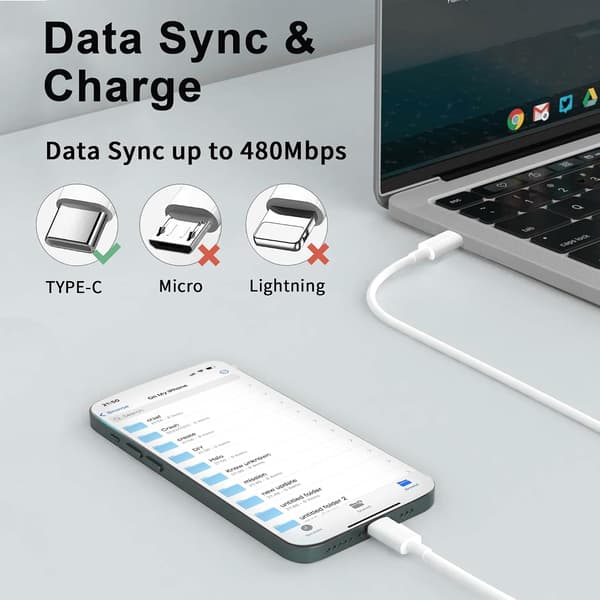 2-pakning USB C til USB C-kabel 2 m, USB C-kabel hurtiglading USB Type C