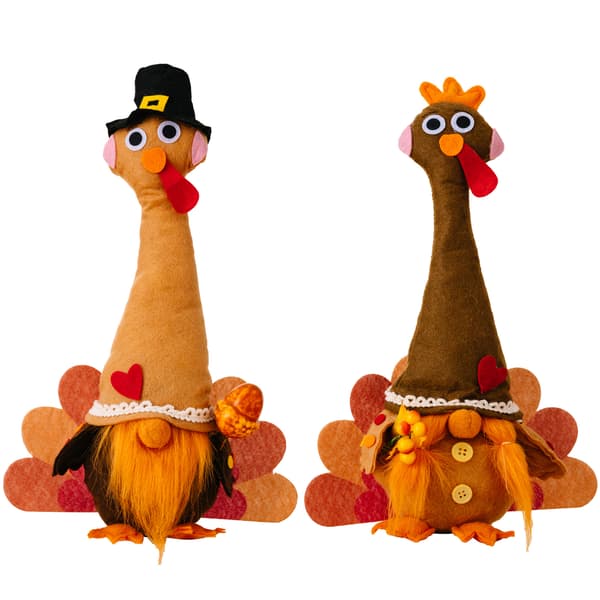 (2 pcs) Thanksgiving GNOME Plush Decorations Handmade GNOME Turkey