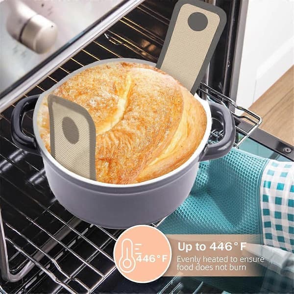 Silicone Bread Sling for Dutch Oven, 2 Pcs Non-Stick & Easy Clean Reusable Silicone Baking Mats with Long Handles
