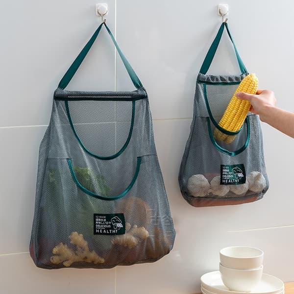 Hanging Vegetables & Fruit Storage Bags for Kitchen Breathable Reusable Mesh One Size One Size