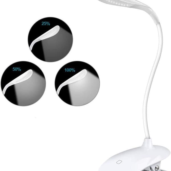 Leselampe 16 LED - Oppladbar lampe med fleksibel hals, USB-kabel KLB
