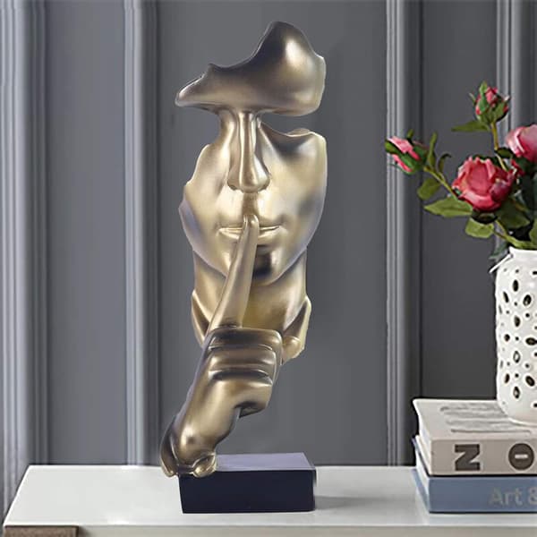Tänkaren staty, tystnad är guld abstrakt konstfigur, modern Ho
