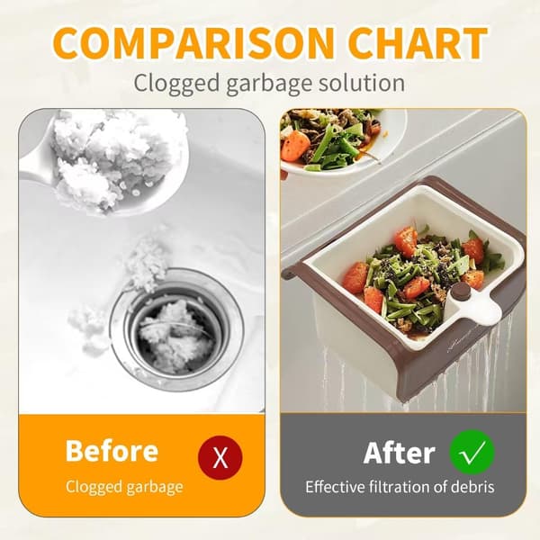 Sink Food Catcher - Hanging Faucet Strainer | Push-Button Automatic Draining Kitchen Drain Basket - Easy Installation Fine Mesh