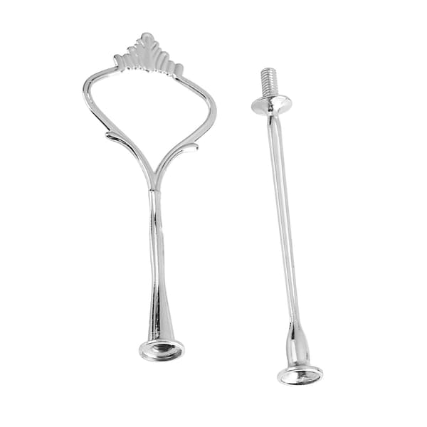 Multilayer Cake Stand Handle Fruit Plate Fittings Holder (2-layer Crown Silver)