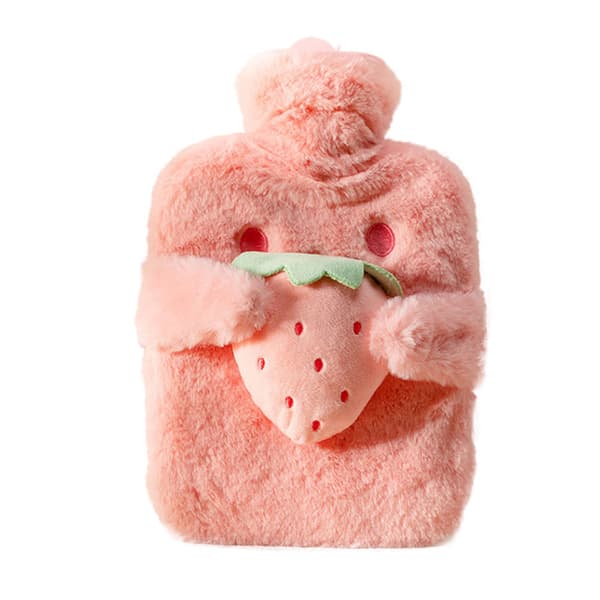 Ny gummivattenflaska med överdrag, vintervarm och läckagesäker, rosa pink