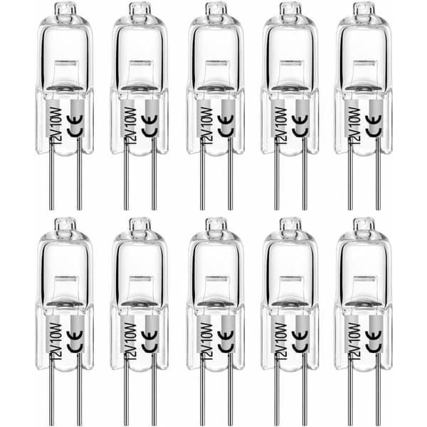 G4 10W 12V T3 JC Typ 2-stifts halogenlampor för underskåp, landskapsbelysning, puckljus, spårbelysning - 10-pack