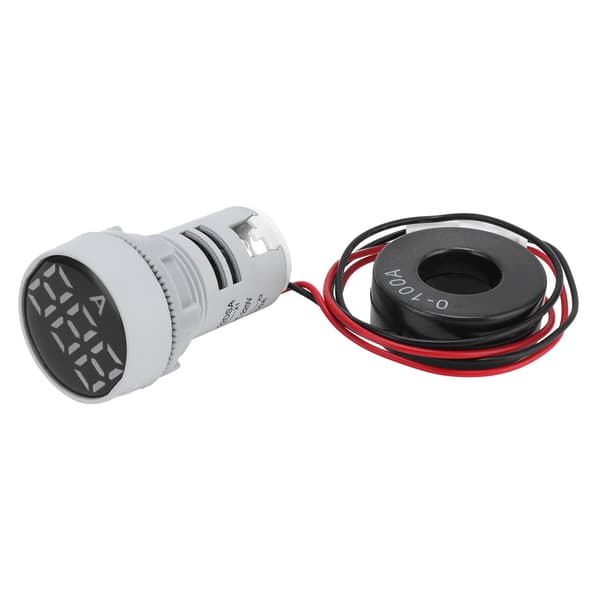 Digital Current Meter Crystal Panel Ammeter Round Signal Indicator AC 220V AD16‑22DSA White