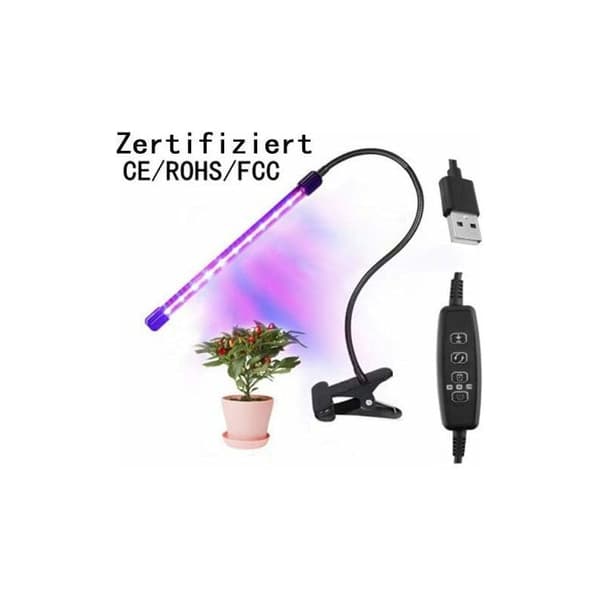 Full Spectrum LED Grow Light with 1 Timer, 3H/9H/12H Function, 9 Adjustable Brightness, 18W, 72 LEDs, Single Head, UV Light for Bonsai Plant Growth