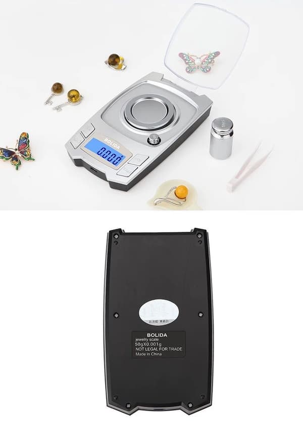 0,001 g Precision Electronic Scale 500 g/50 g USB Charging Digital Jewelry Scale Portable Lab Milligram Scale (10 g)
