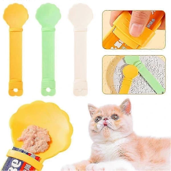 Matningssked för husdjur, våtfoder, kattskedmatare, snacks, flytande mat, matningsmaterial