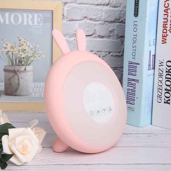 Söt tecknad silikonlampa sovrum LED digital beröringskontroll väckarklocka rosa