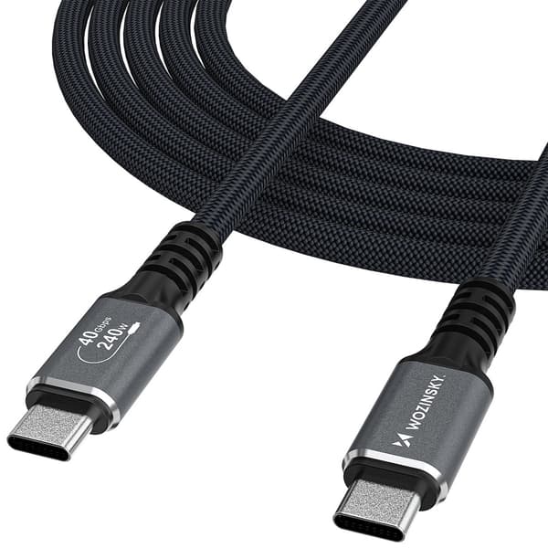 Wozinsky Thunderbolt 4 USB-C-kabel 240W 1,5m 4K - Sort