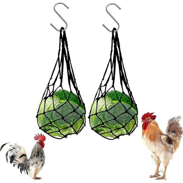 Chicken Fruit Vegetable Feeding Net Bag, Chicken Toy Accessory Fruit Holder Vegetable Holder Feeding Net for Chicken Duck Goose Poultry