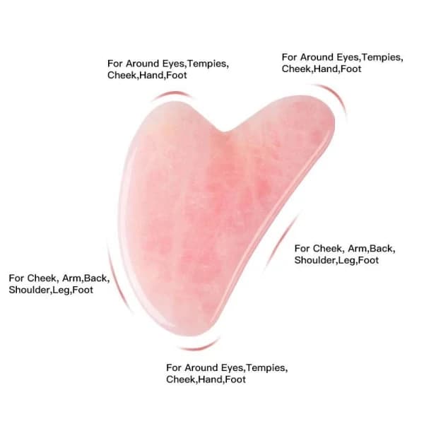 Natural Gua Sha Jade Rose Quartz Stone Facial Board Tool - Pink