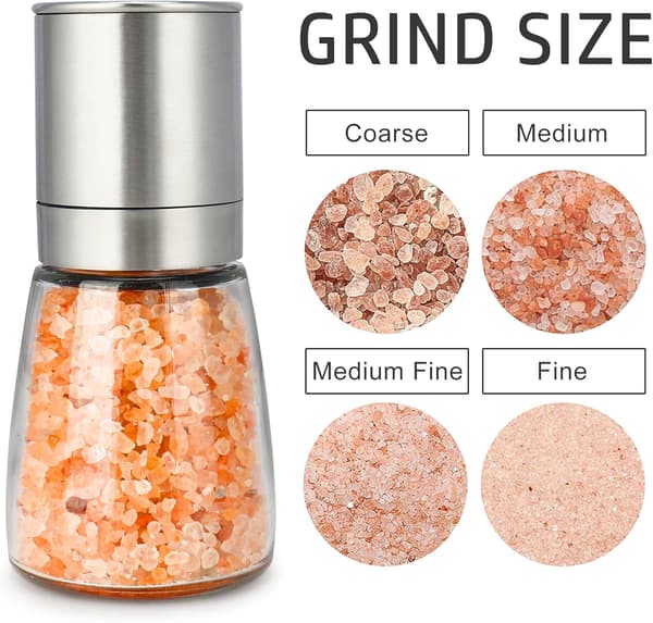 Pepperkvern med justerbar grovhet, rustfri stålkvern for salt og pepper