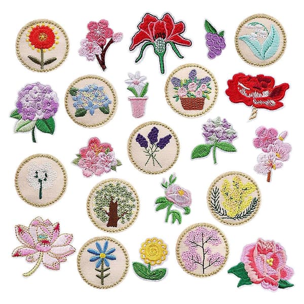 13 stk. Strygemærker Blomster, Blomsterkurv Broderi Dekorative Mærker Applikationer