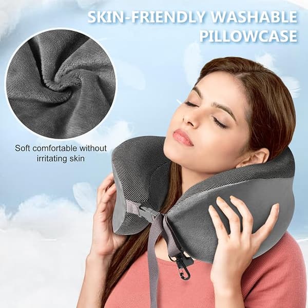 Resekudde, Nackkudde i Memory Foam, Flygkudde med Bärväska Ingår, Lämplig som Nackkudde