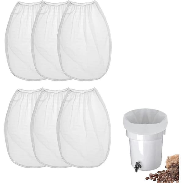Koldbrygget kaffefilterpose - til Toddy Cold Brew System til 5 gallon kommercielle bryggere Vaskbart nylonnetfilter Hvid White
