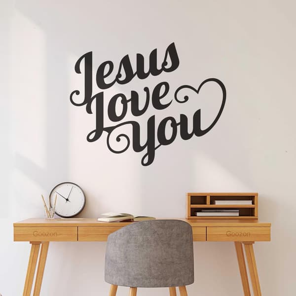 Jesus Älskar Dig Typografia Seinätarra Tarra 40x50.3cm Siirtofilmisarjalla Musta