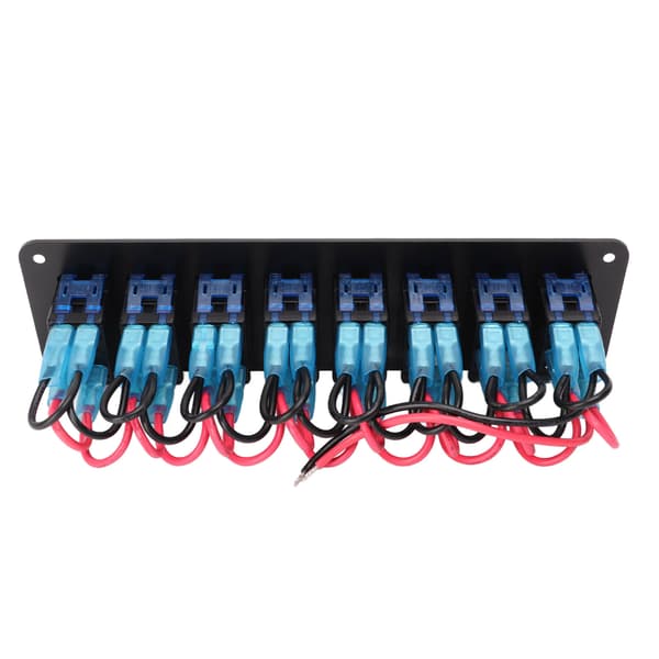 8-gears RV aluminium gear panel DC12V til 24V Vandtæt oxideret sort 20A 5PIN Blåt LED-lys til bilbåd