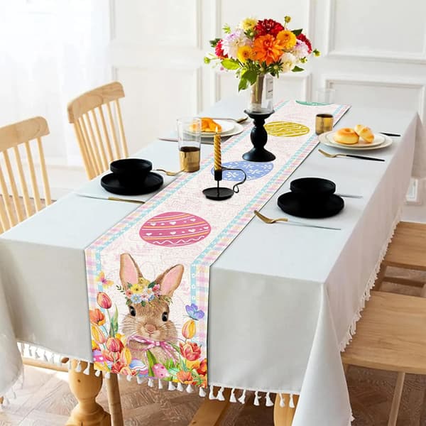 Påskebordsløper 183 cm lang Påskehare Egg Bordsløper Buffalorutet Dekor