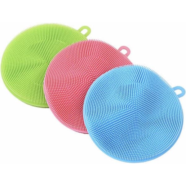 Silikonsvamp, silikon diskborste kök skrubbsvamp antibakteriell rengöring disk (6-pack)