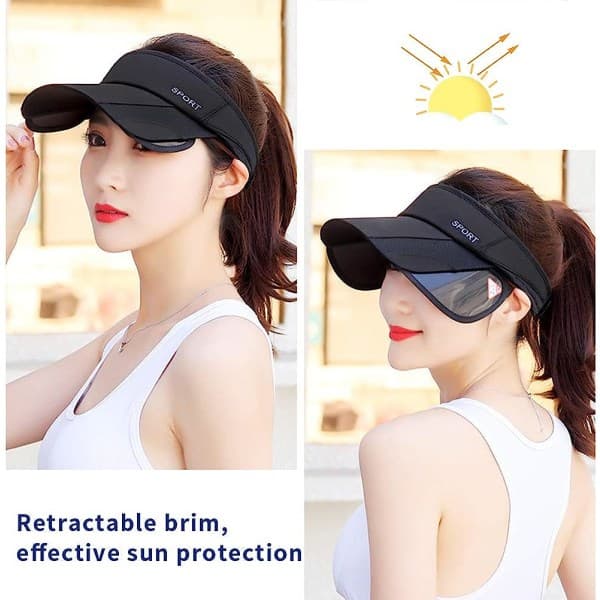Visor Hat, Sports Sun Protection, Empty Top Sun Hat Black