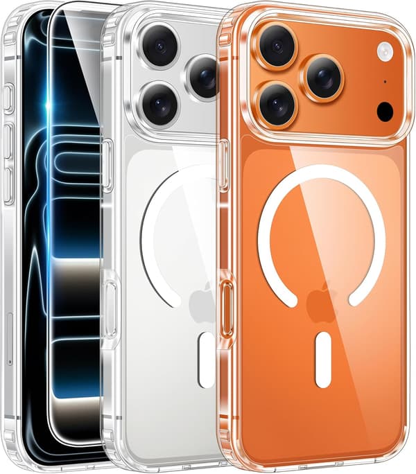 To telefondeksler og to skjermbeskyttere inkludert, egnet for iPhone 17 Pro Max
