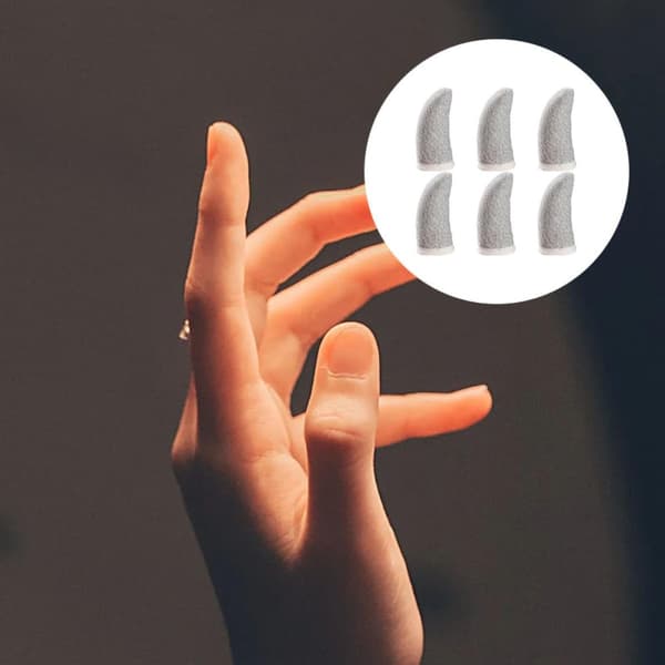 Fingerbeskyttelsesmuffer og svedabsorberende funktion med elastisk design, 6 stk. hvide af sølvfiber til mobilspil, præcis touchscreen-spil