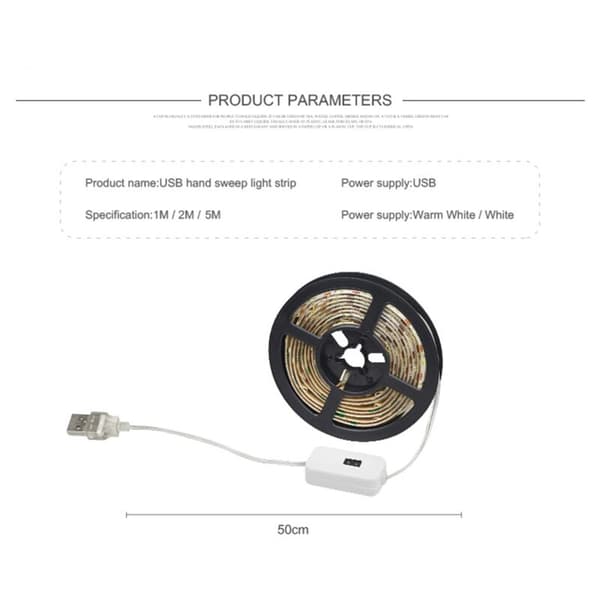 Smart lampe PIR bevegelsessensor håndbevegelse LED nattlampe 5V USB LED-stripe vanntett soverom rom - Klesdekor C