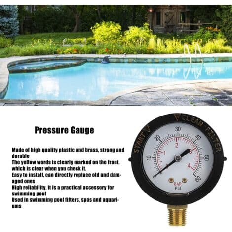 Pooltryksmåler, G1/4 udvendigt gevind, 0 til 60 psi, høj pålidelighed, nem installation, pooltilbehør