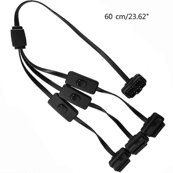Obdii Obd2 16-pinners Splitter Forlengelse 1x Hann Og 2x Hunn Forlengelseskabel