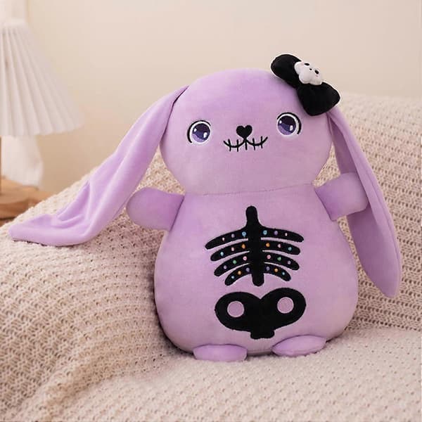 Gothic Skeleton Rabbit Plush 30 cm Scary Easter Bunny Doll Soft Fabric Gothic Decoration for Halloween and Easter (FMY)