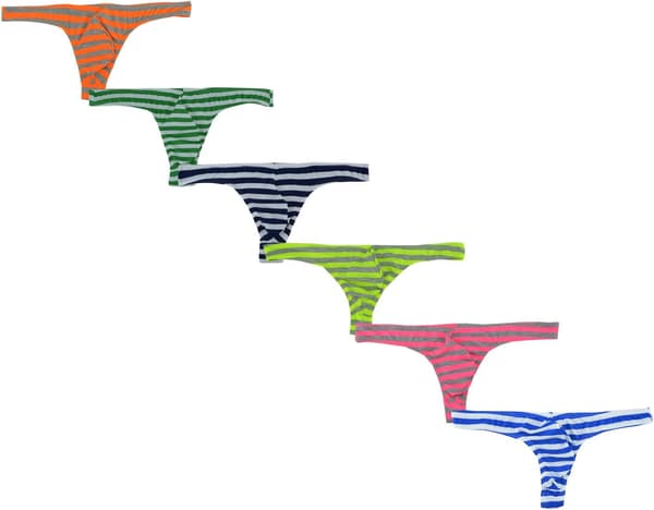 SYAYA 6 stk. menns sexy T-back String elastisk glatt truse stripeundertøy NNK21 6 farger 1 M 6 Farben 1 M