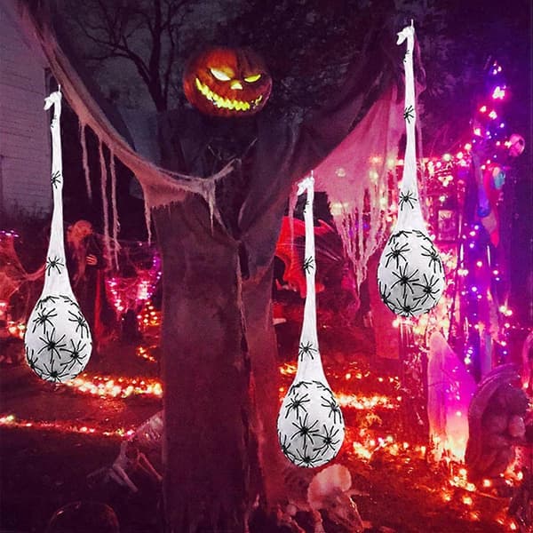 Halloween Lysende Edderkoppeægkokoner - Sæt med 3, Indendørs Udendørs Have Træ Hængende Pynt