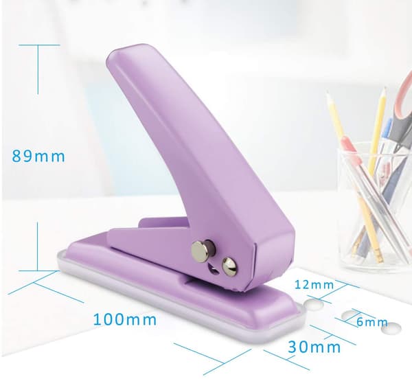 Compact Mini Single Hole Punch, Easy Punching with Reduced Force, Collection Tray for Cleanliness, Non-Slip Base for Stability, Metal Structure