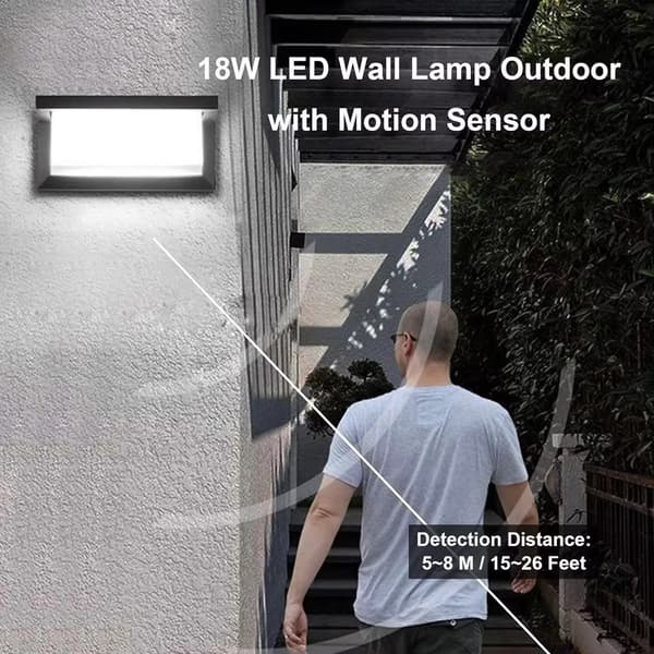 LED Outdoor Wall Lamp with Motion Sensor, Waterproof, Modern, Aluminum, Decorative Lighting