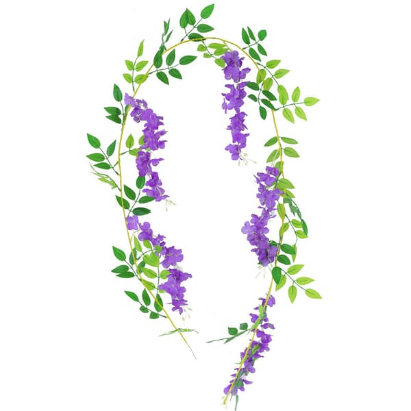 Lilla Blå-5 Dele Kunstig Wisteria Blomsterguirlande, 5 Dele