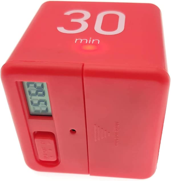 Køkkentimer (rød 15-20-30-60 minutter), kubetimer stopur og