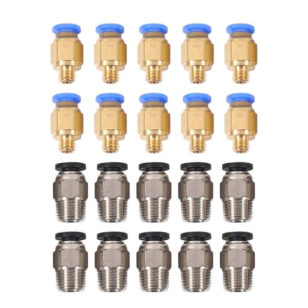 PC4-M10 Lige Pneumatisk Tilslutning Push to Connect + PC4-M6 Hurtigkobling til 3D-printer Bowden Extruder (20-pak)