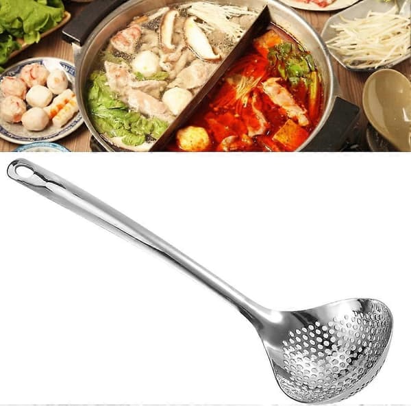 Slotted Spoon, Stainless Steel Hot Pot Strainer, 2-Pack, Long Handle Cooking Spoons, Kitchen Utensil