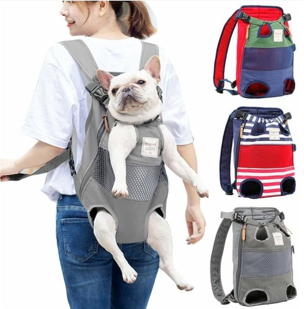 Grey Dog Backpacks, Medium Dog Carrier, Dog Travel Bag with Adjustable Back