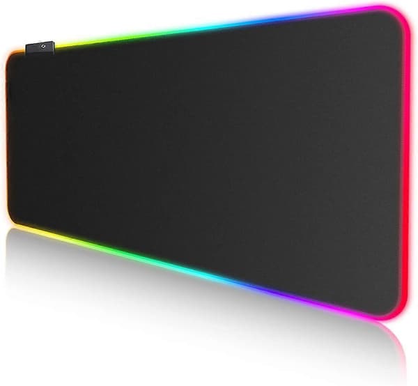 Gaming musematte, stor (800 x 300 x 3 mm) RGB musematte, 7 LED-farger, vanntett stoffoverflate