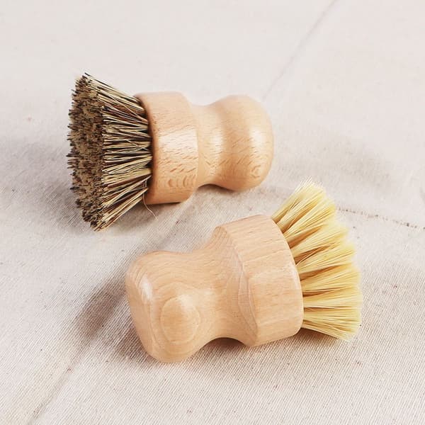 Beech Brush, Scrubber for Cleaning Dishes, Flat Pans, Kitchen Stoves, Set of 2