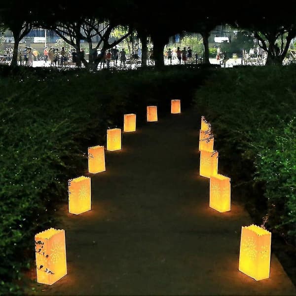 50 stk. hvide lysposer, flammesikre lysposer, sol-design lysposer til bryllup, fest