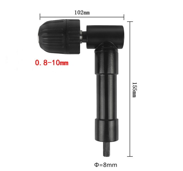 Selvspennende 90° rettvinklet chuck, hurtigkobling borchuck vinkelhode chuck bitadapter rettvinklet bor